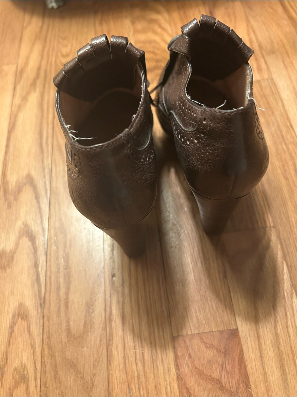 Frye Women’s Preppy Dark Brown Leather 6M Naiya Kiltie Oxford Platform Booties - Picture 4 of 8